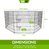 Pet Playpen Foldable Dog Cage 8 Panel 24in with Cover