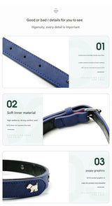2 PCS Soft Leather Dog Collar - Adjustable & Durable for Medium/Large Dogs S-(48*2.0cm)